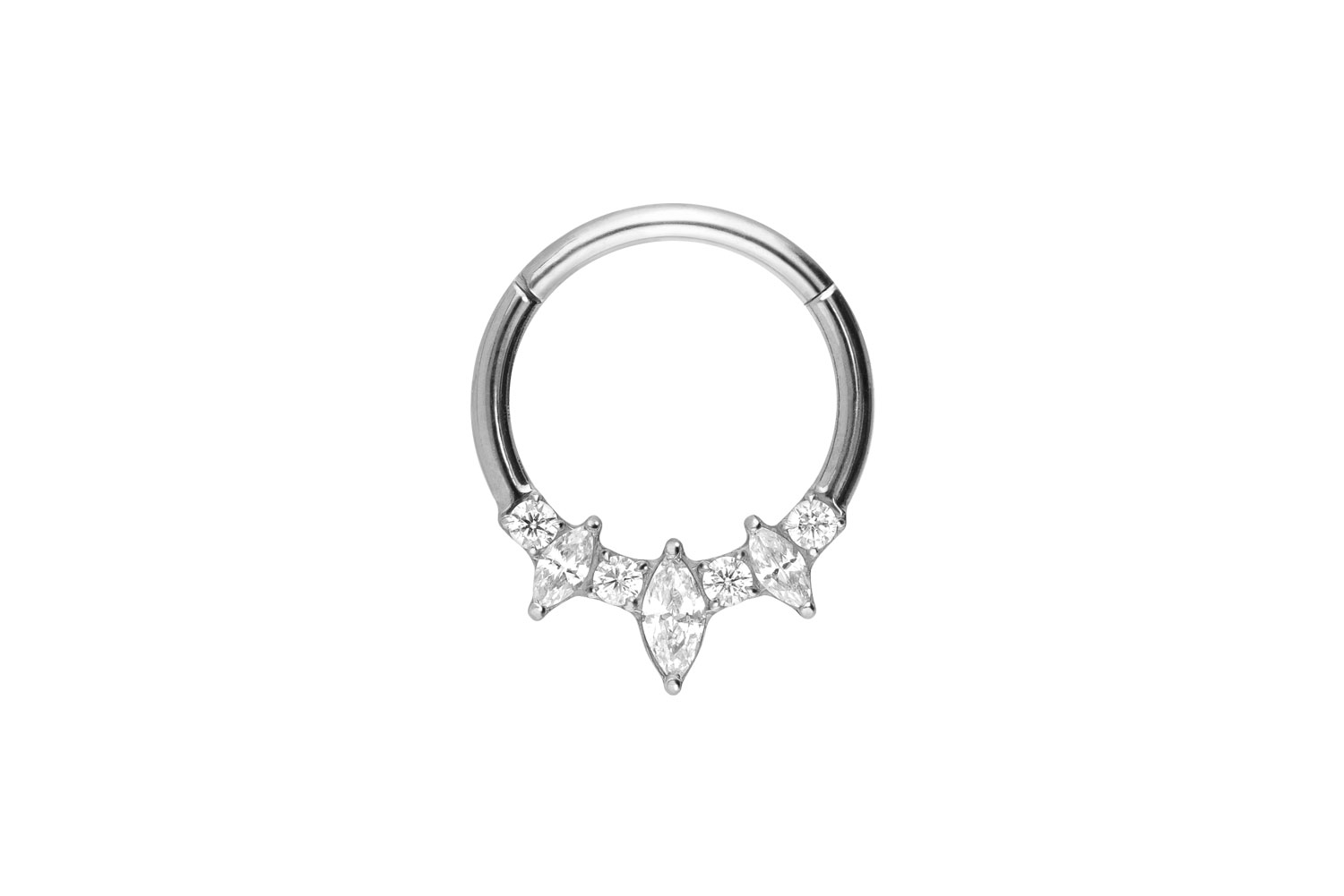 Titan Segmentring Clicker Piercing EINGEFASSTE KRISTALLTROPFEN + KRISTALLE